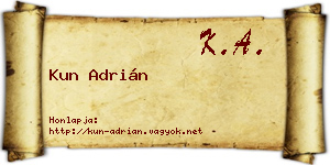 Kun Adrián névjegykártya